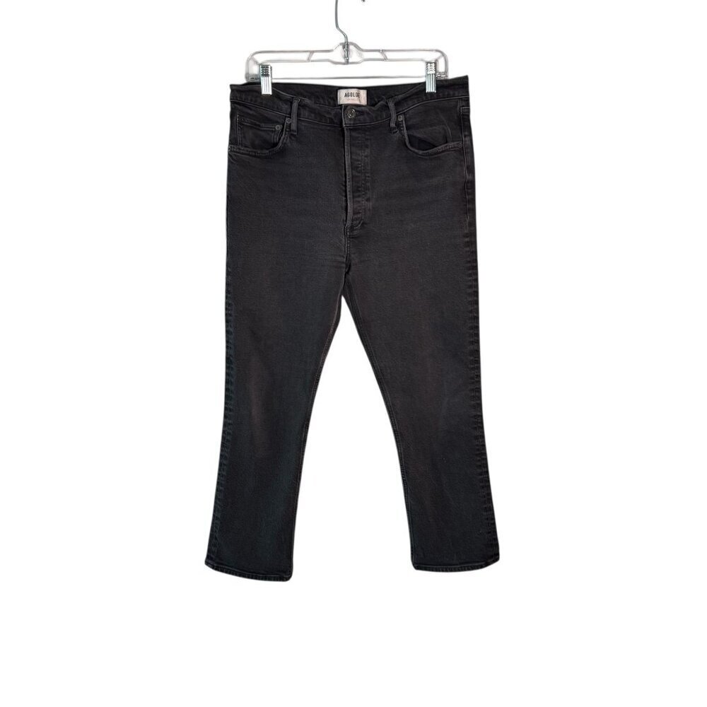 Agolde Womens Black/Gray High-Rise Straight Leg Jeans Size 31